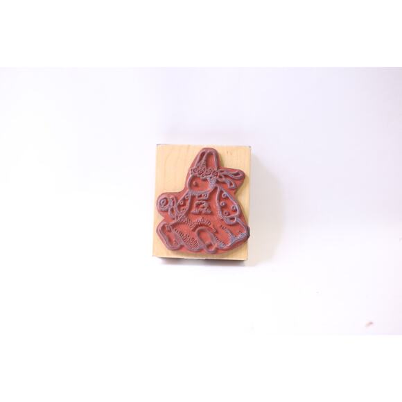 Easter Bunny in Floral Wreath with a Flower, Spring, Cute Animal, Message Stamp - Picture 2 of 3